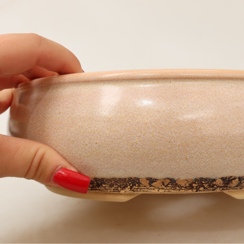 Keramische bonsaipot 23 x 23 x 7 cm, kleur: beige