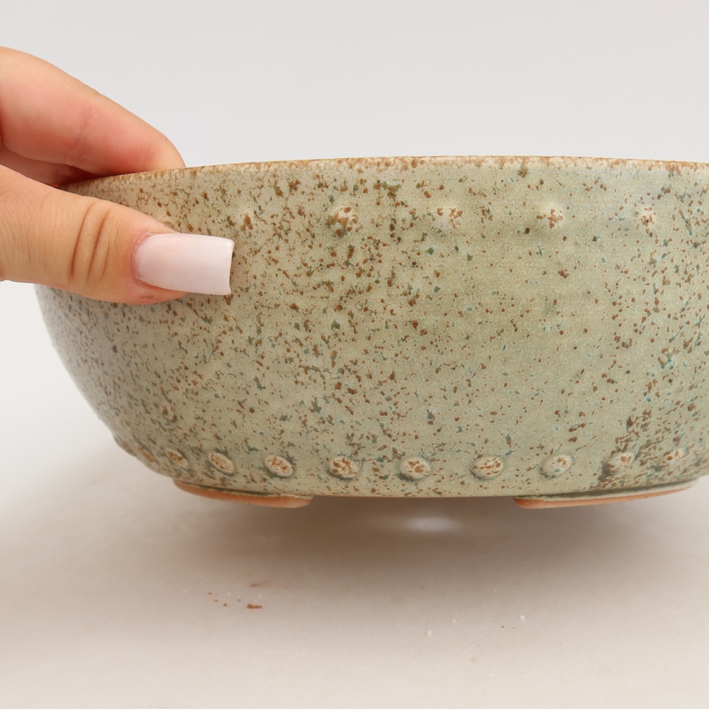 Keramische bonsaipot 24,5 x 24,5 x 7,5 cm, kleur groen