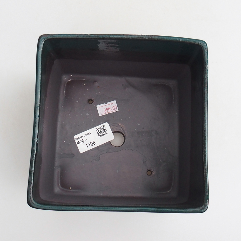 Bonsaischaal van keramiek 15 x 15 x 10,5 cm, groen