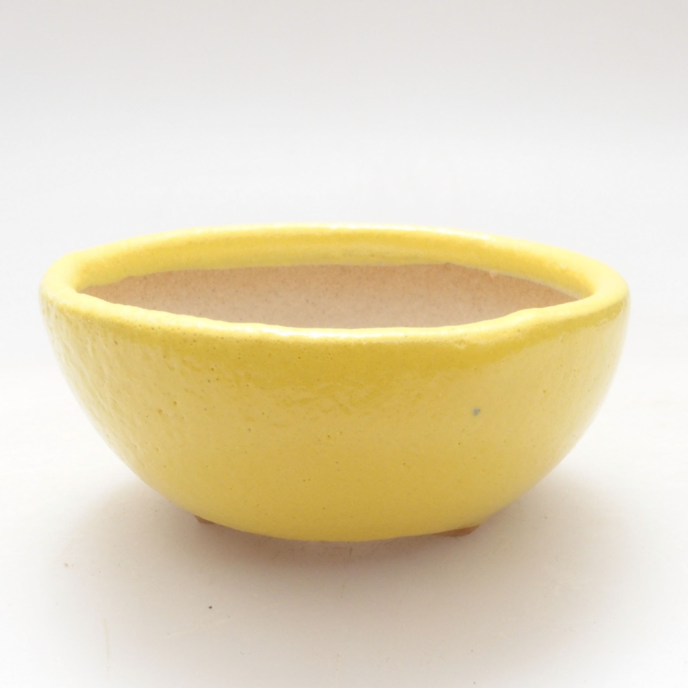 Bonsaischaal van keramiek 6 x 6 x 2,5 cm, geel
