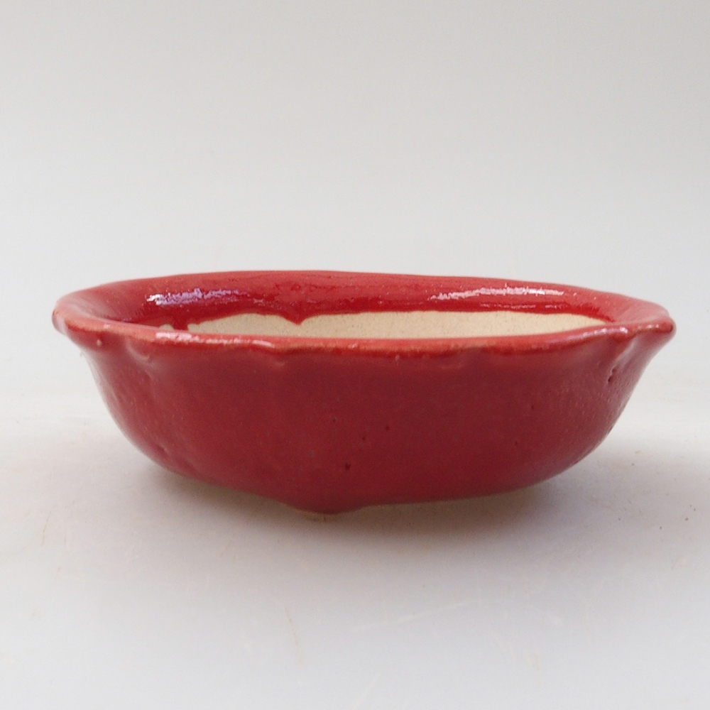 Mini bonsaischaal 7 x 7 x 2 cm, kleur rood
