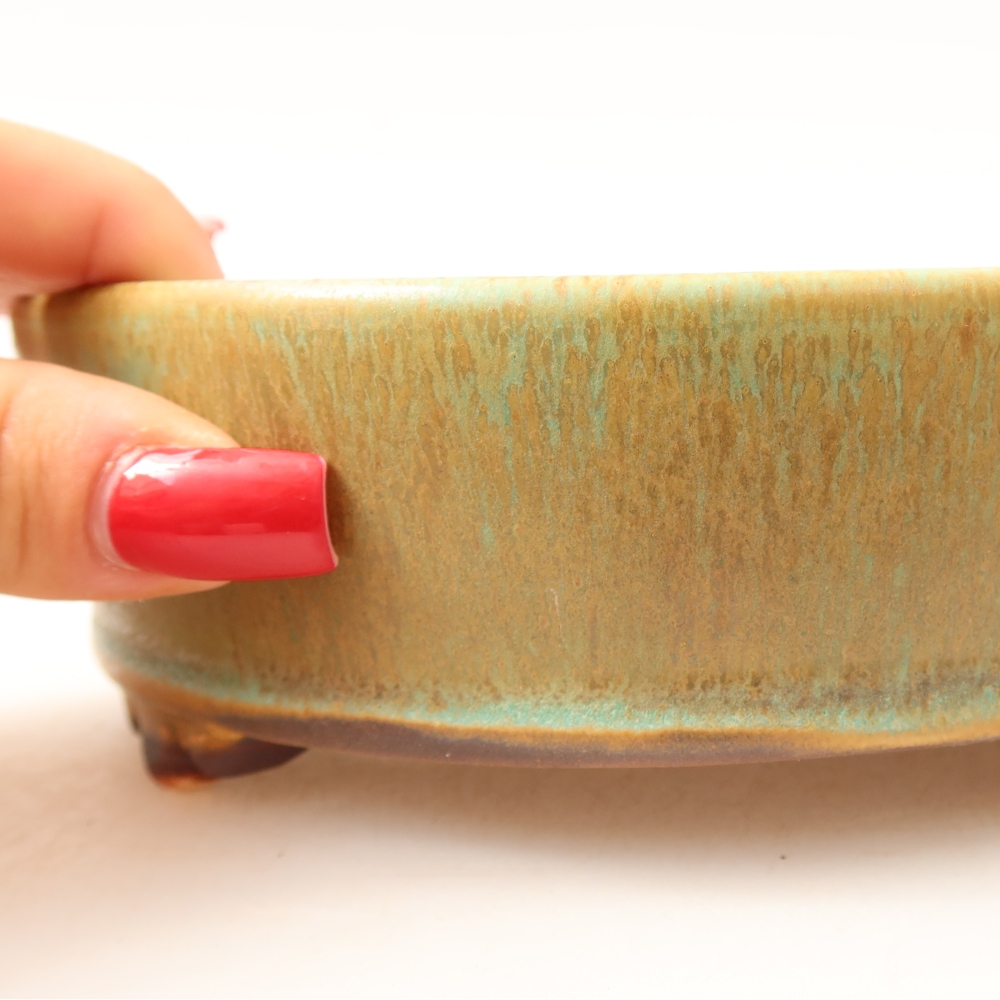 Bonsaischaal van keramiek 15,5 x 15,5 x 5 cm, groen