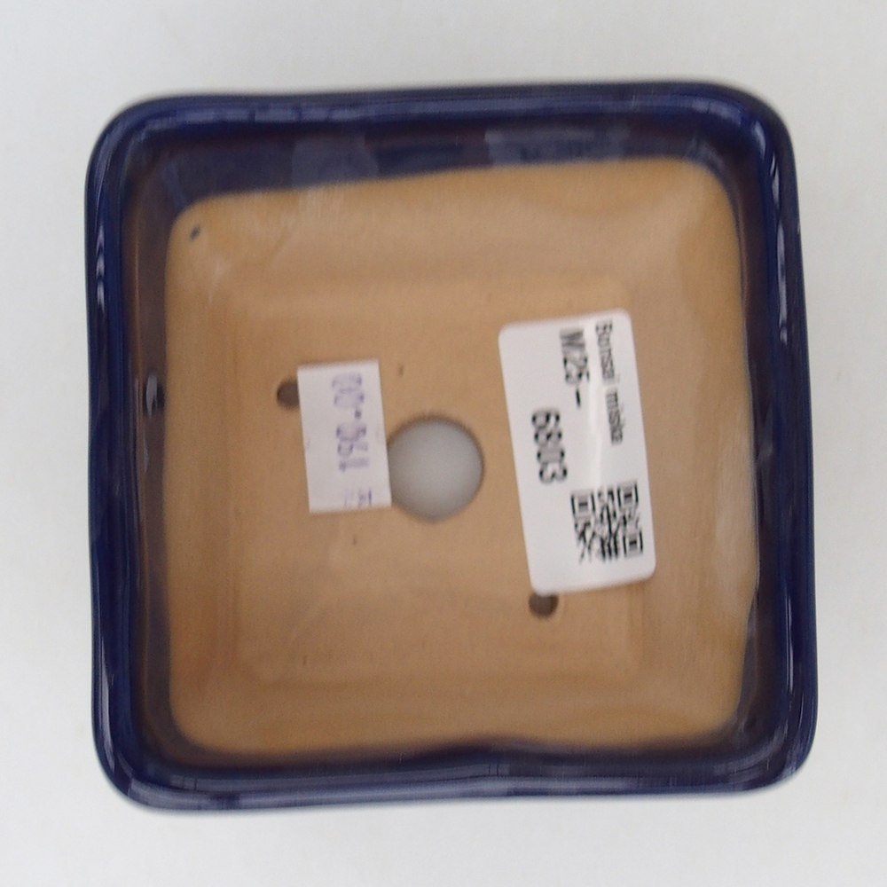 Bonsaischaal van keramiek 8,5 x 8,5 x 6 cm, kleur blauw