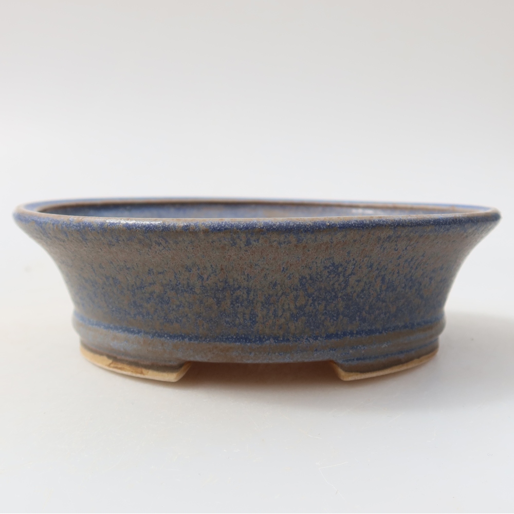 Bonsaischaal van keramiek 12,5 x 11,5 x 4 cm, kleur blauw