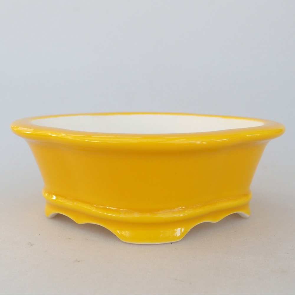 Bonsaischaal van keramiek 13 x 12 x 5 cm, geel