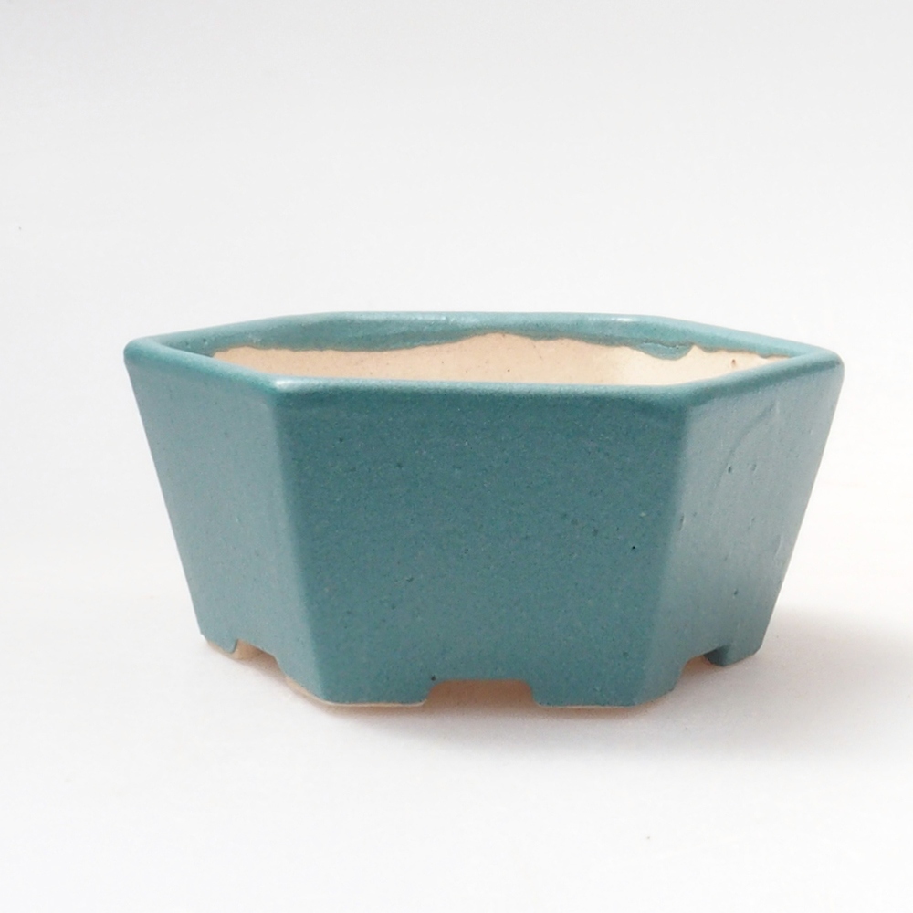 Bonsaischaal van keramiek 6,5 x 5,5 x 4 cm, kleur blauw