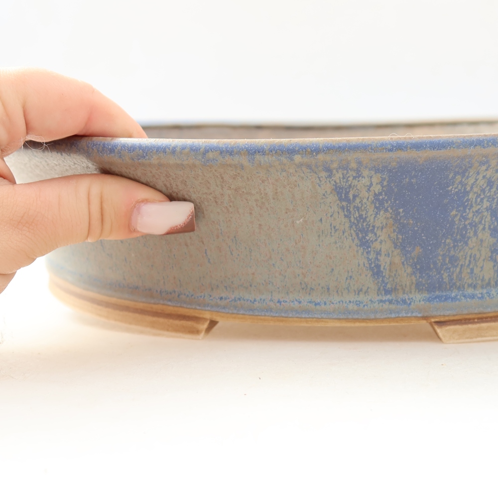 Keramische bonsaischaal 31 x 28,5 x 7 cm, kleur: blauw