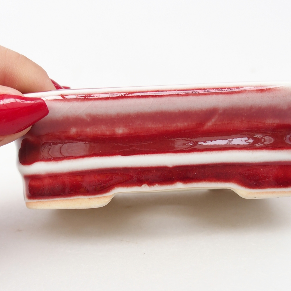 Bonsaischaal van keramiek 11 x 8,5 x 3,5 cm, kleur rood