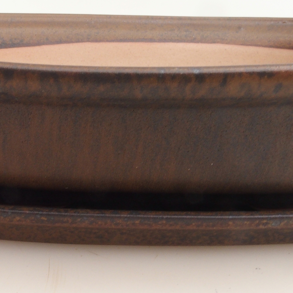 Bonsai kom + schotel H25 - 23 x 17 x 5,5 cm - bruin