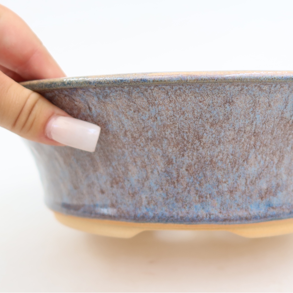 Bonsaischaal van keramiek 24,5 x 24,5 x 7 cm, kleur blauw