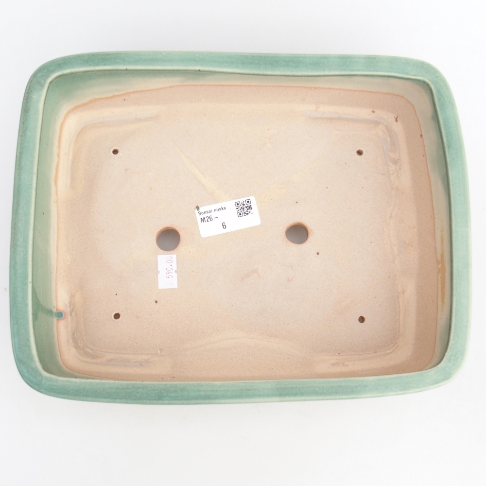 Bonsaischaal van keramiek 26,5 x 20,5 x 7 cm, groen