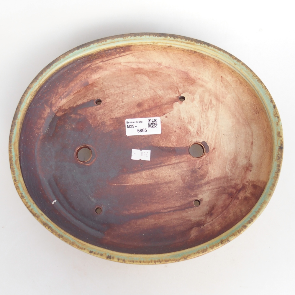 Bonsaischaal van keramiek 28 x 24 x 6 cm, groen