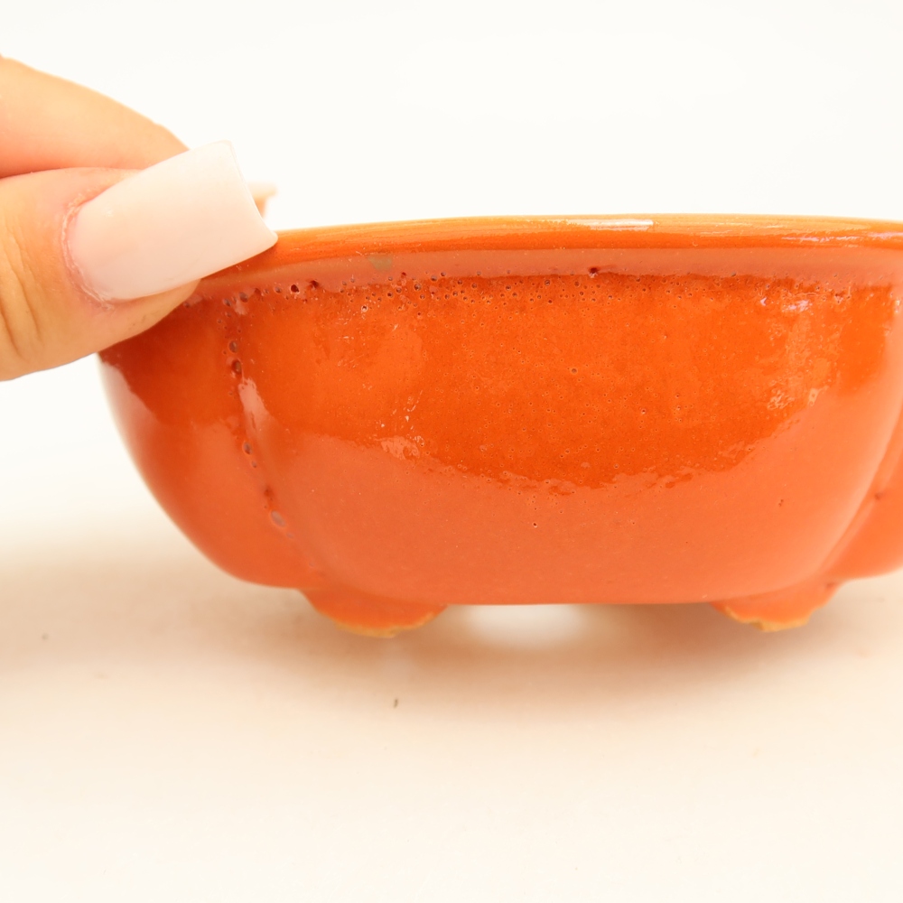 Keramische bonsaipot 12,5 x 10,5 x 4,5 cm, kleur oranje