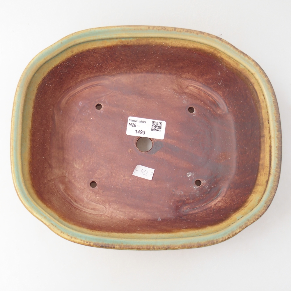 Bonsaischaal van keramiek 25 x 21 x 8 cm, groen