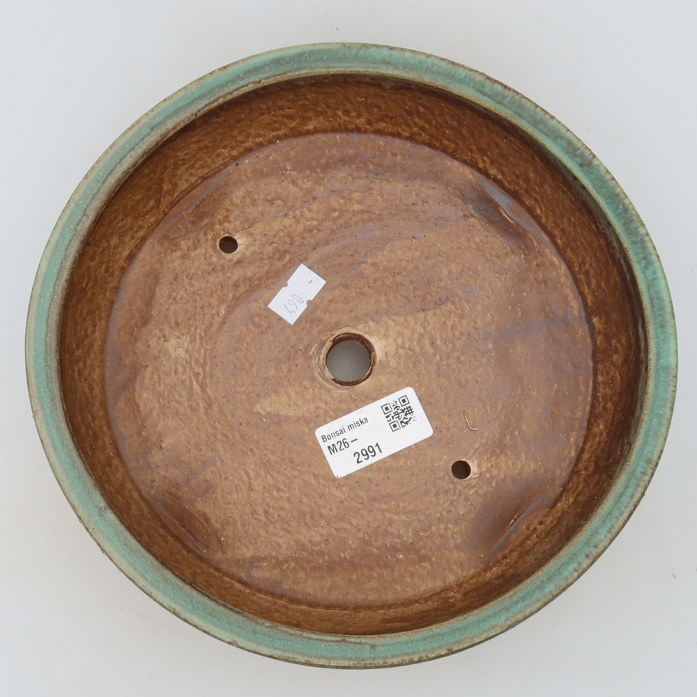 Bonsaischaal van keramiek 21,5 x 21,5 x 6 cm, groen