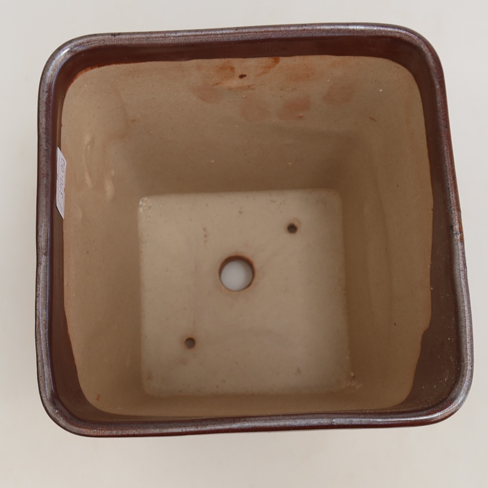 Bonsaischaal van keramiek 13,5 x 13,5 x 15 cm, metaalkleur
