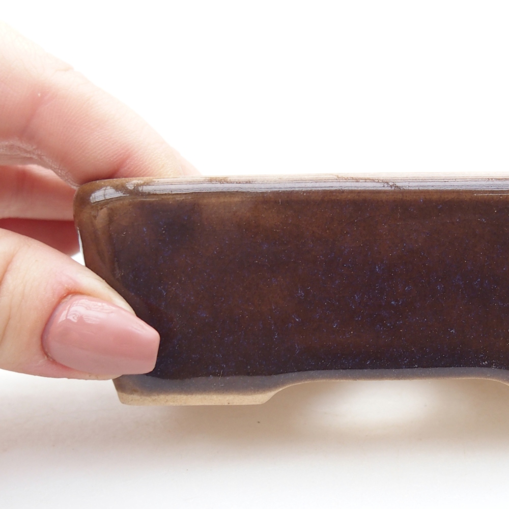 Bonsaischaal van keramiek 10 x 7 x 3,5 cm, bruin