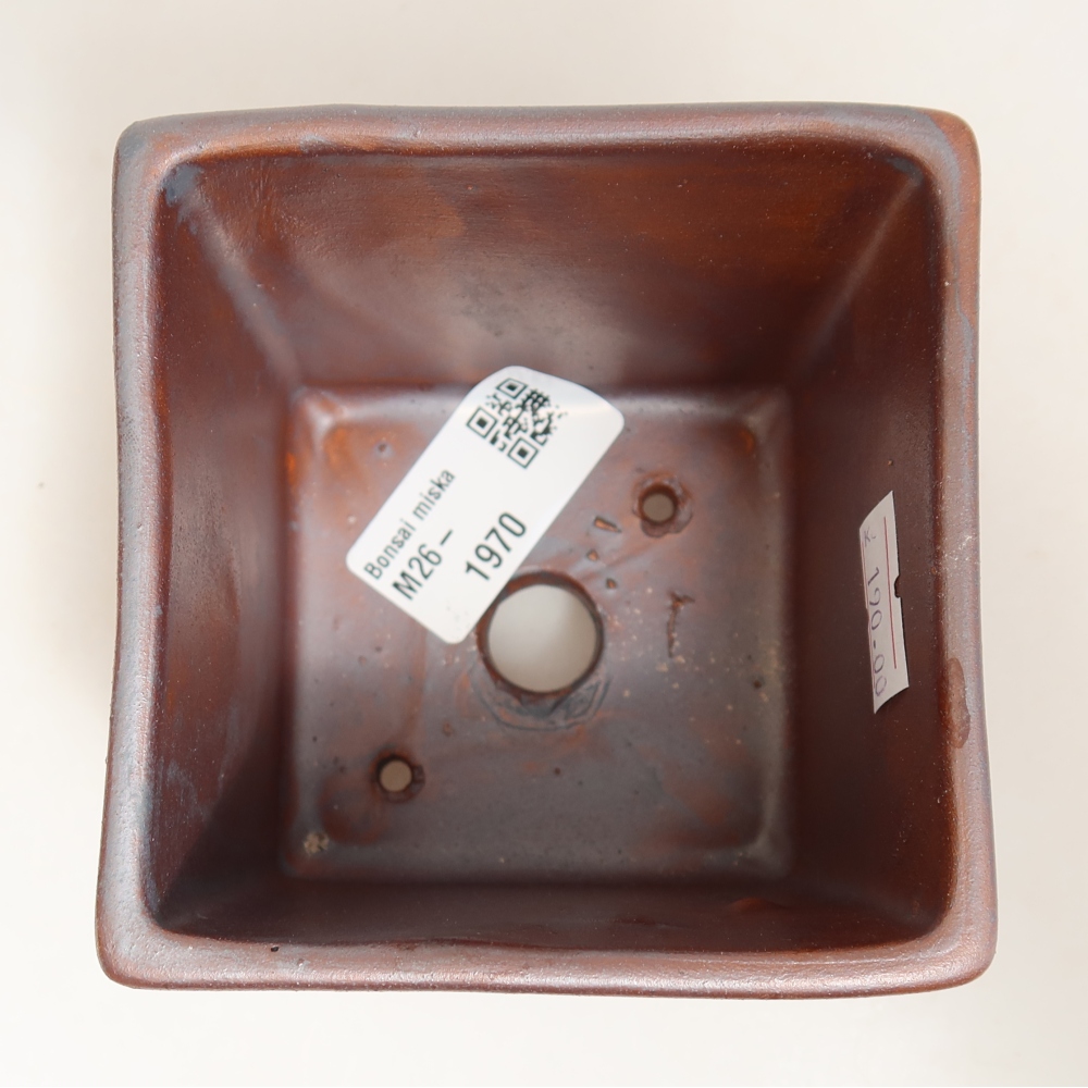 Keramische bonsaischaal 9 x 9 x 8,5 cm, metaalachtige kleur
