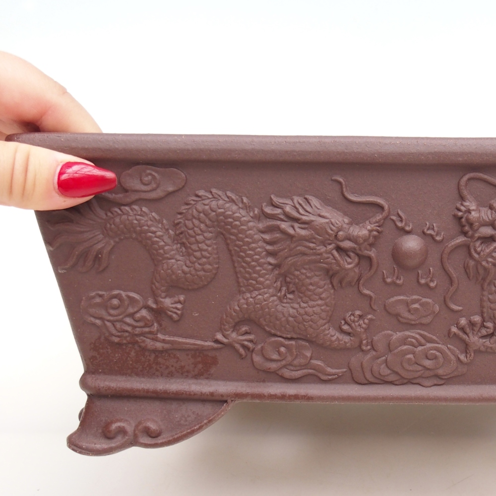 Bonsaischaal van keramiek 27,5 x 20 x 11 cm, bruin