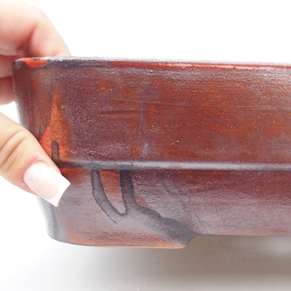 Bonsaischaal van keramiek 27,5 x 20,5 x 7,5 cm, kleur rood