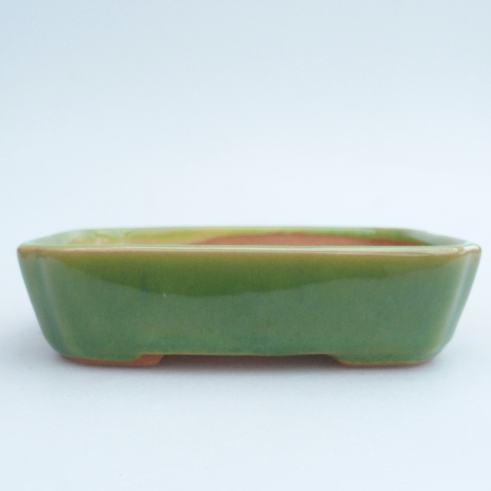 Bonsaischaal van keramiek 26 x 26 x 8 cm, kleur rood