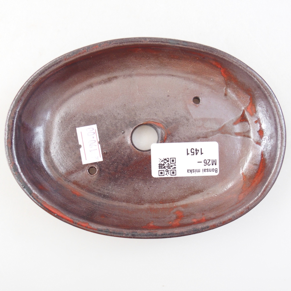 Bonsaischaal van keramiek 15,5 x 11 x 2,5 cm, rood metallic