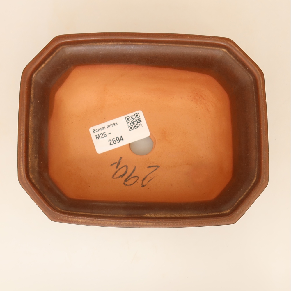 Keramische schaal  15 x 12 x 7 cm, kleur bruin