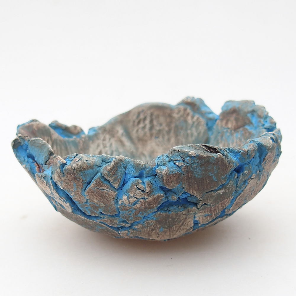 Schelp van keramiek 10,5 x 10,5 x 5 cm , kleur blauw