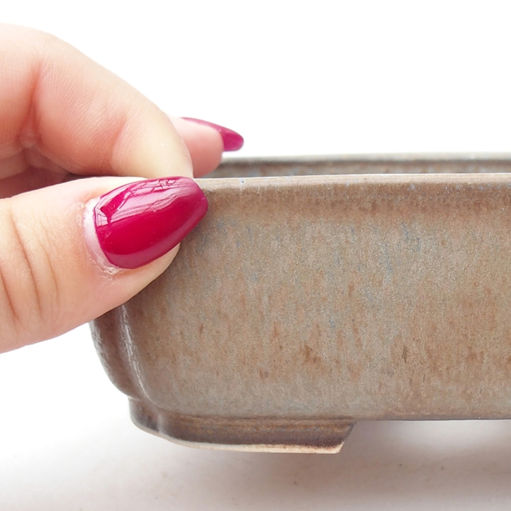 Bonsaischaal van keramiek 13,5 x 12 x 4 cm, kleur blauw