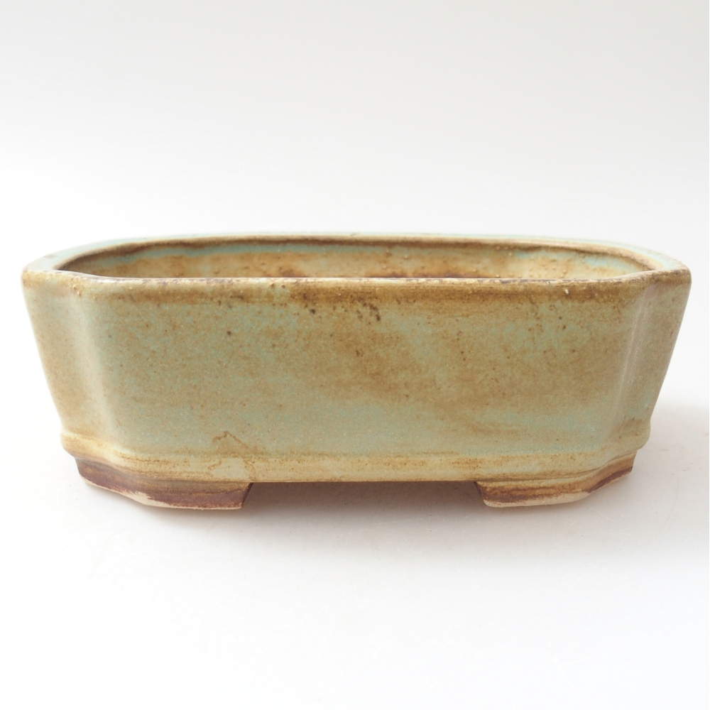 Bonsaischaal van keramiek 14 x 12 x 4,5 cm, groen