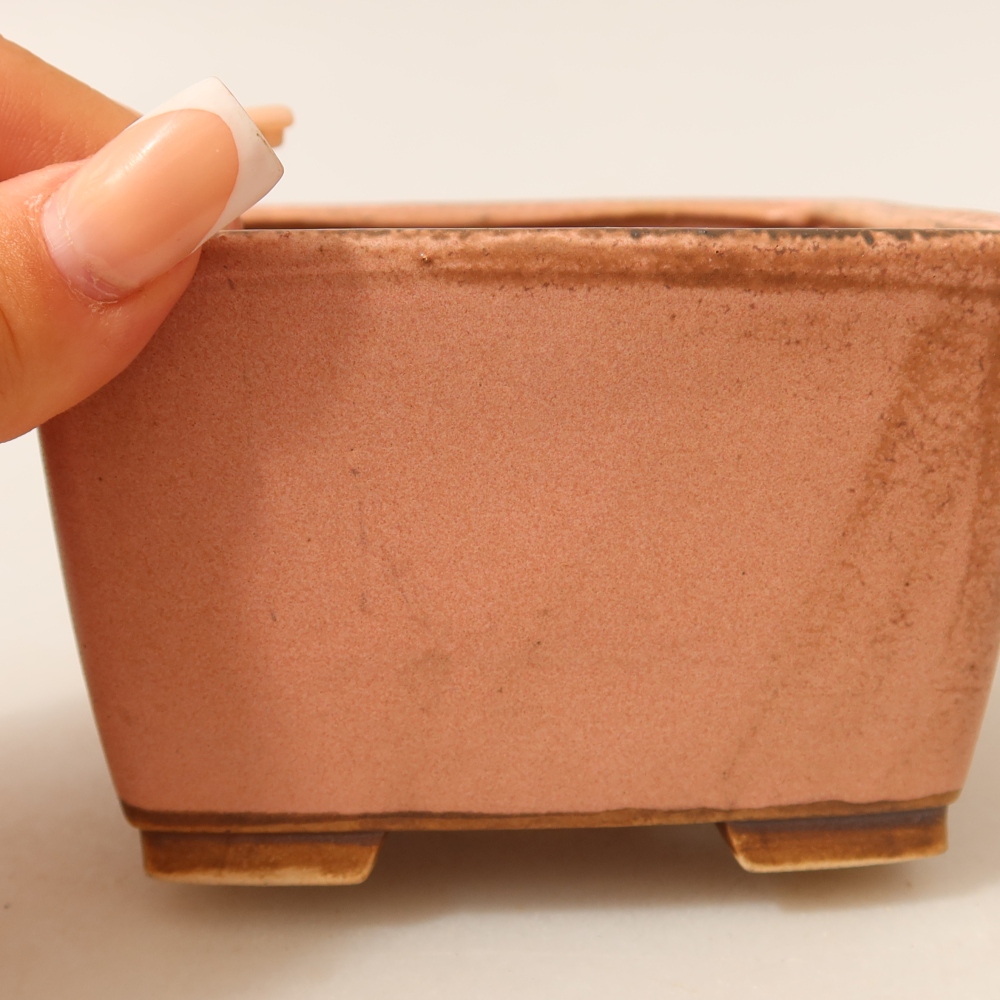 Bonsaischaal van keramiek 10,5 x 10,5 x 7 cm, roze