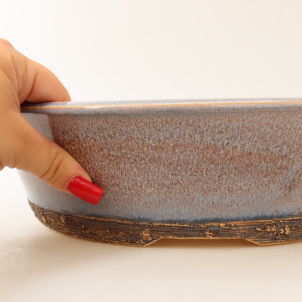 Keramische bonsaipot 31 x 31 x 8 cm, kleur: blauw