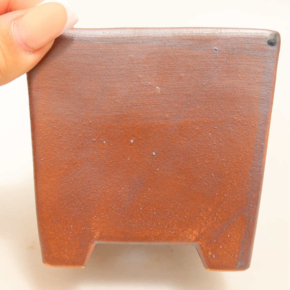 Keramische bonsaischaal 9 x 9 x 8,5 cm, metaalachtige kleur