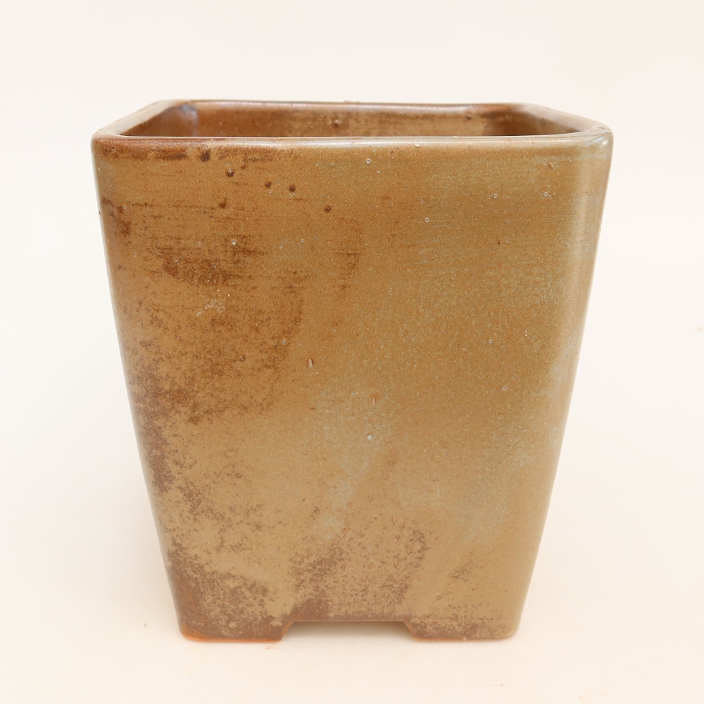 Bonsaischaal van keramiek 14 x 14 x 15 cm, bruin
