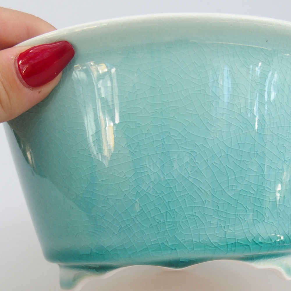 Bonsaischaal van keramiek 16 x 16 x 8,5 cm, groen