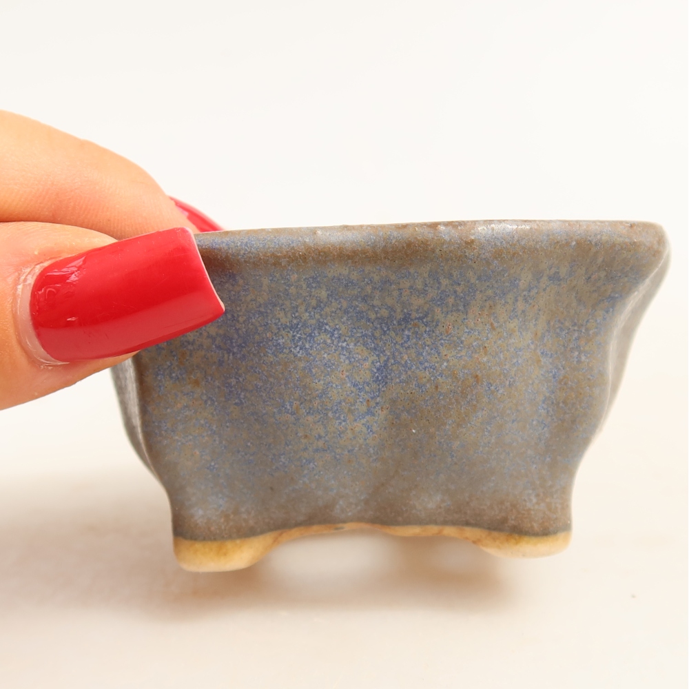 Bonsaischaal van keramiek 7 x 7 x 3,5 cm, kleur blauw