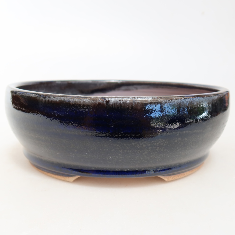 Keramische bonsaipot 16,5 x 16,5 x 5,5 cm, kleur: blauw