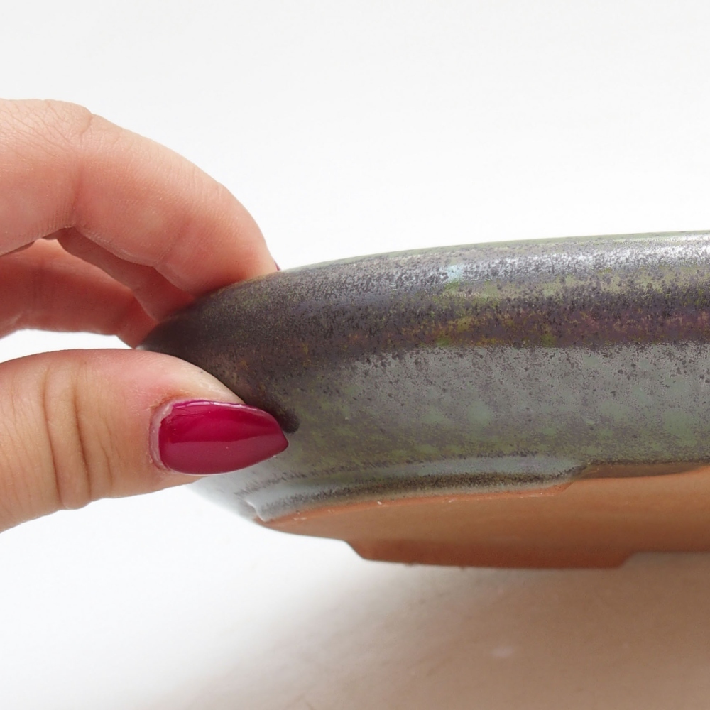 Bonsaischaal van keramiek 22 x 16,5 x 3 cm, groen