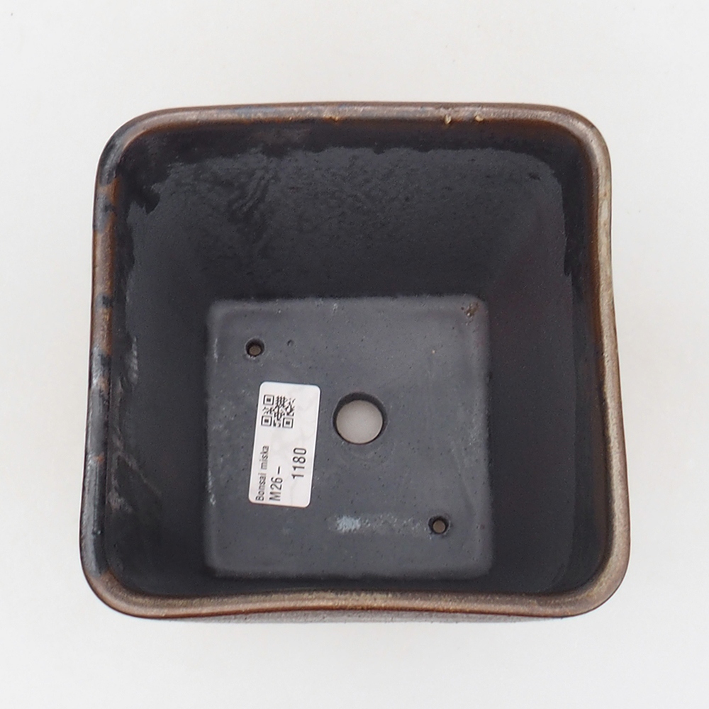 Bonsaischaal van keramiek 14 x 14 x 15 cm, bruin