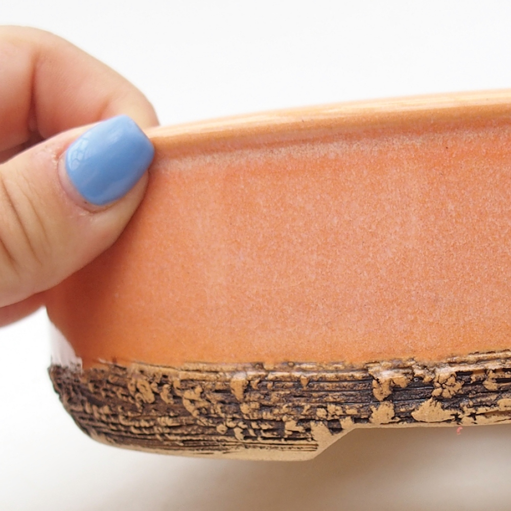 Bonsaischaal van keramiek 17,5 x 17,5 x 5 cm, oranje