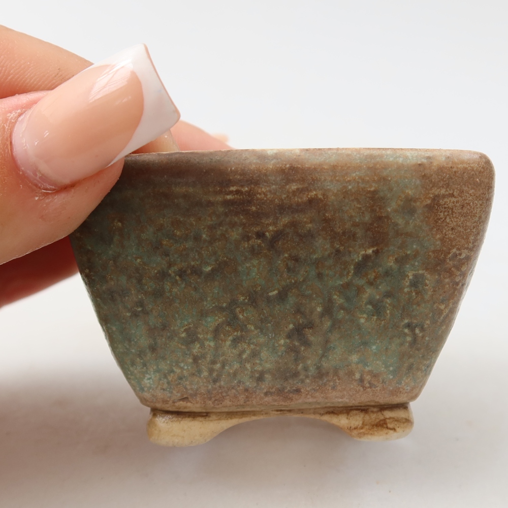 Bonsaischaal van keramiek 6 x 6 x 4 cm, groen
