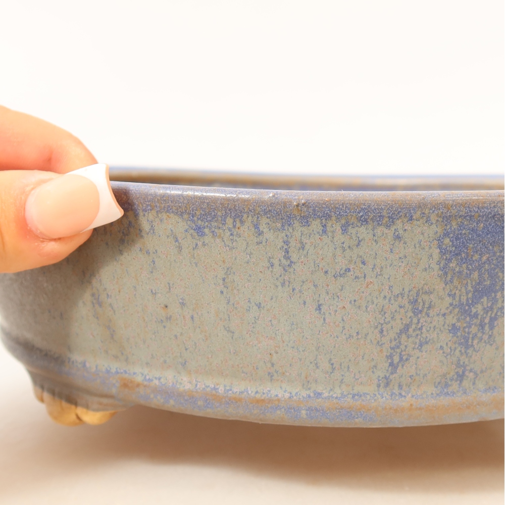 Keramische bonsaischaal 21,5 x 21,5 x 6 cm, kleur: blauw