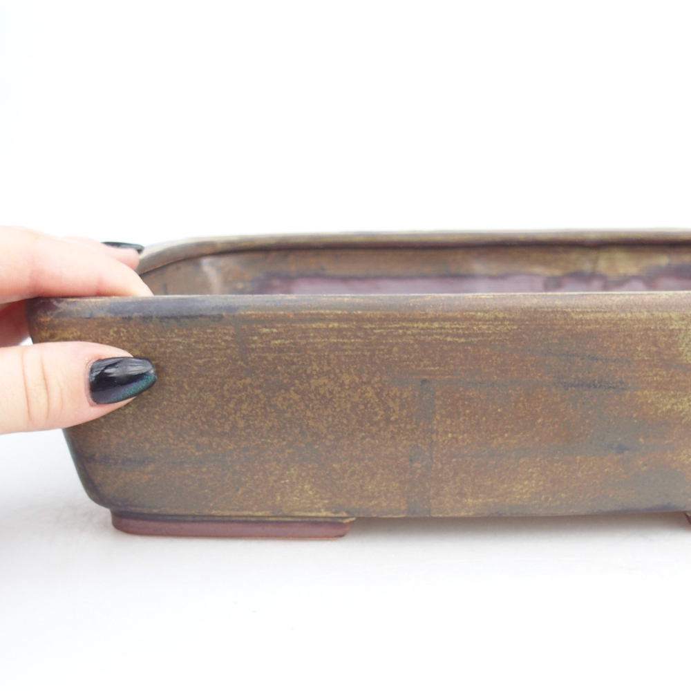 Bonsaischaal van keramiek 26,5 x 20,5 x 7 cm, groen