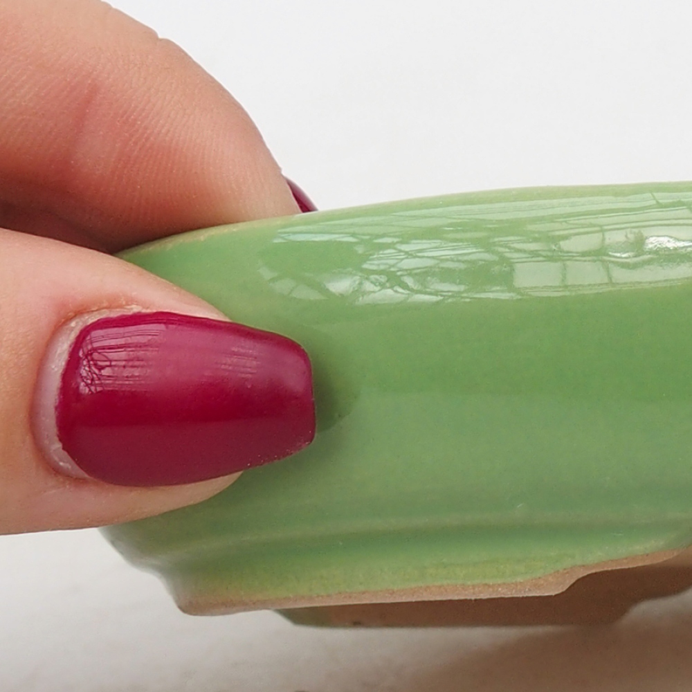 Bonsaischaal van keramiek 13,5 x 10 x 3 cm, groen