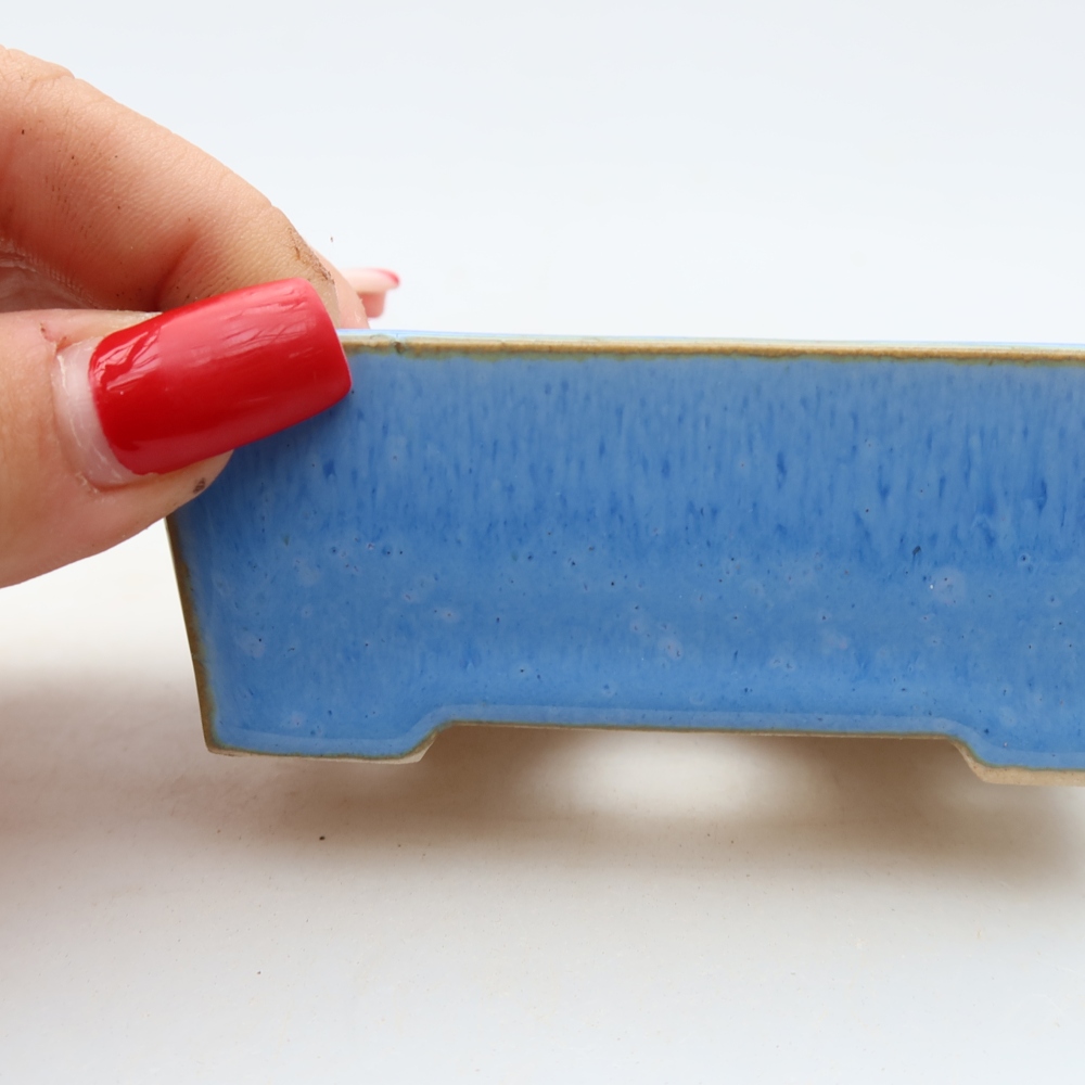 Keramische bonsaischaal 9 x 6,5 x 3,5 cm, kleur: blauw