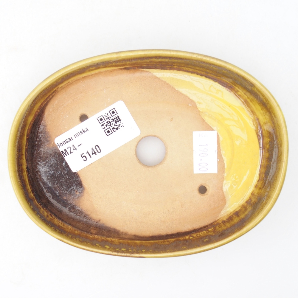 Bonsaischaal van keramiek 13 x 10 x 2,5 cm, geel
