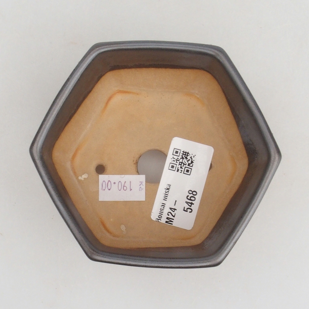 Bonsaischaal van keramiek 9,5 x 9 x 4,5 cm, metaalkleur