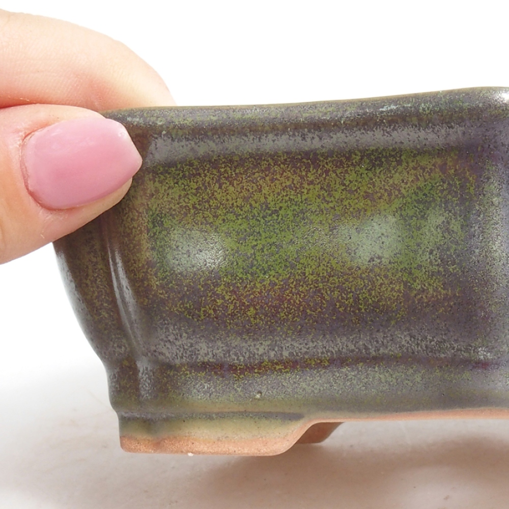Bonsaischaal van keramiek 15,5 x 11,5 x 4,5 cm, groen