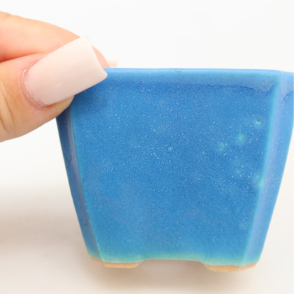 Keramische bonsaischaal 7 x 7 x 5,5 cm, kleur: blauw