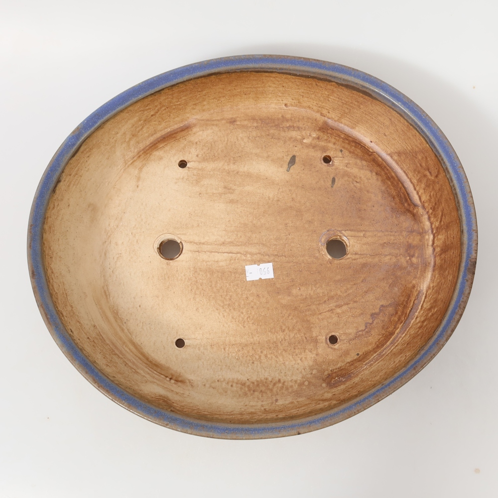 Bonsaischaal van keramiek 31,5 x 27,5 x 6 cm, kleur blauw